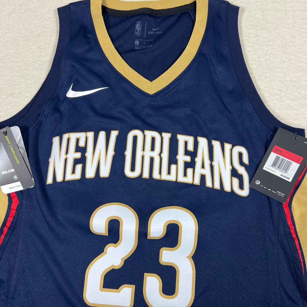 Nike New Orleans Pelicans Swingman Jersey Womens L Anthony Davis #2 Navy Blue